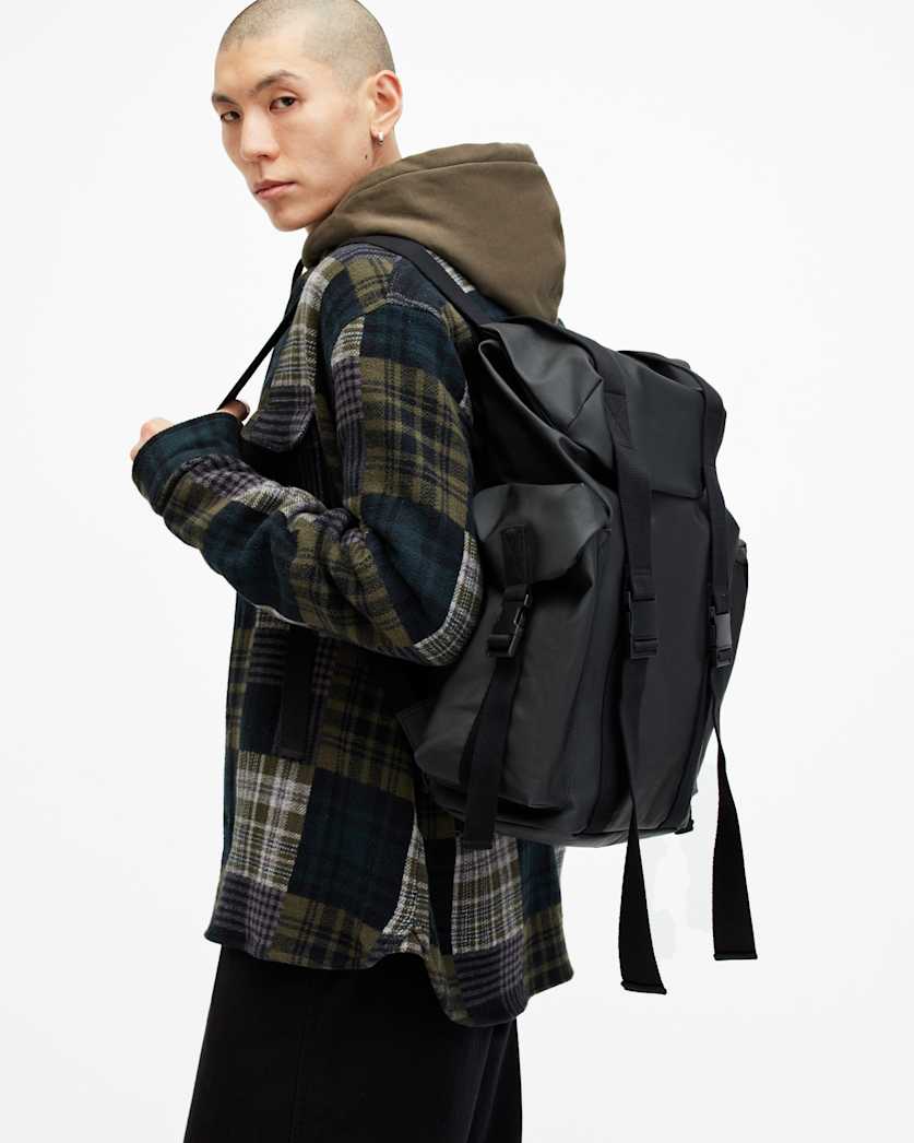 Mars Oiled Canvas Backpack Black | ALLSAINTS